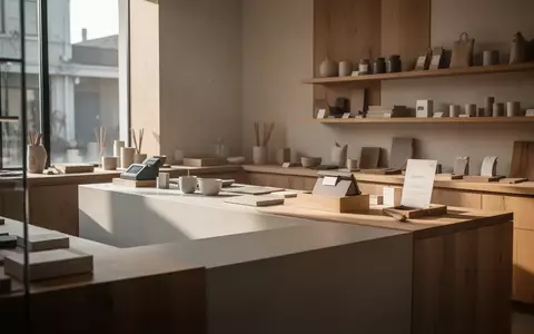 Ein minimalistischer Verkaufstresen in einer Handwerkswerkstatt bei natürlichem Tageslicht ohne technisches Equipment. - Foto: über boerse-global.de