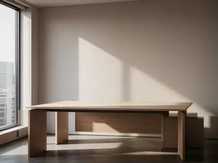 Ein minimalistischer, moderner Büroarbeitsplatz mit natürlichem Lichteinfall und leeren Oberflächen. - Foto: über boerse-global.de