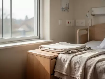 Ein helles, ruhig gestaltetes Zimmer in einer Pflegeeinrichtung mit einfallendem Tageslicht auf einem Holztisch. - Foto: über boerse-global.de