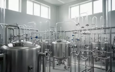 Moderne industrielle Produktionsanlage für Nahrungsergänzungsmittel mit Edelstahltanks in einer hellen Werkshalle. - Foto: über boerse-global.de