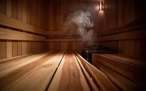 Ein minimalistisch gestalteter Saunaraum mit polierten Holzbänken und aufsteigendem Wasserdampf in einer ruhigen Atmosphäre. - Foto: über boerse-global.de