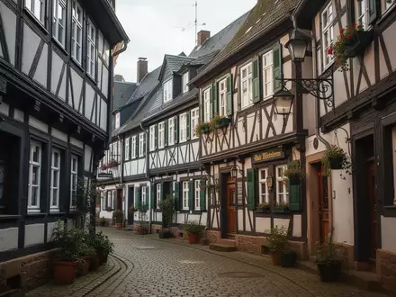 Historische Fachwerkhäuser in einer ruhigen Gasse der Altstadt von Bad Münstereifel bei Tageslicht. - Foto: über boerse-global.de
