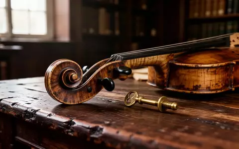 Nahaufnahme von antiken Holzinstrumententeilen und einem Messingschlüssel auf einem Archivtisch in einem Museum. - Foto: über boerse-global.de