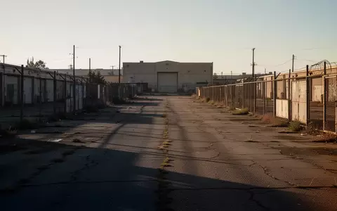 Ein verlassenes Industriegelände in Kalifornien mit leeren Asphaltflächen und einem Lagergebäude im Hintergrund bei Tageslicht. - Foto: über boerse-global.de