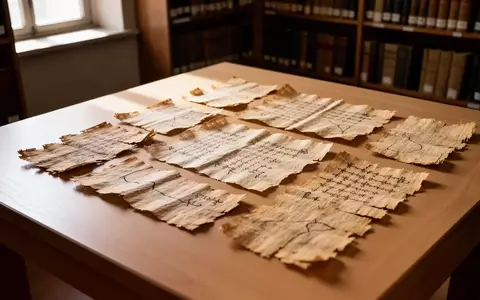 Antike Papyrusfragmente liegen auf einem hölzernen Archivtisch bereit zur wissenschaftlichen Untersuchung. - Foto: über boerse-global.de