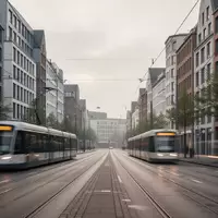 Eine menschenleere, moderne Straßenszene in einer Kölner Stadtlandschaft bei bewölktem Tageslicht. - Foto: über boerse-global.de