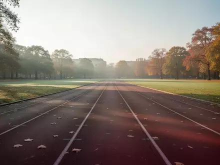 Weites, leeres Gelände auf dem Tempelhofer Feld an einem sonnigen Herbstmorgen mit einer asphaltierten Laufbahn. - Foto: über boerse-global.de