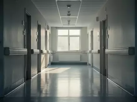Ein steriler, menschenleerer Krankenhausflur mit einfallendem Tageslicht und glänzenden Böden. - Foto: über boerse-global.de