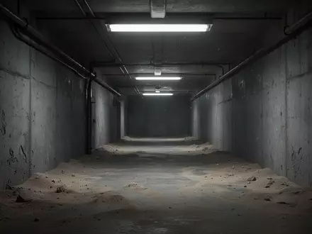 Ein düsterer, industrieller Korridor mit Betonwänden und schummrigem Licht, der eine bedrohliche Atmosphäre vermittelt. - Foto: über boerse-global.de