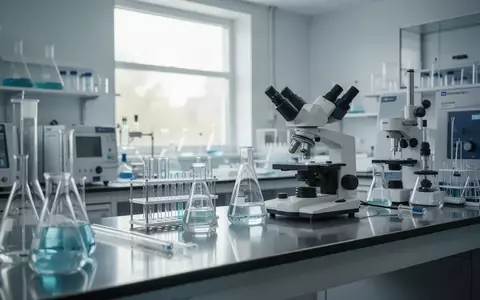 Ein modernes medizinisches Forschungslabor mit hochwertigen Analysegeräten und sterilen Edelstahloberflächen bei Tageslicht. - Foto: über boerse-global.de