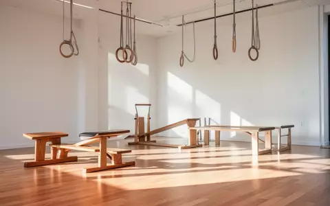 Ein heller, minimalistischer Trainingsraum mit hängenden Turnringen und hölzernen Balanciergeräten in einer ruhigen Atmosphäre. - Foto: über boerse-global.de