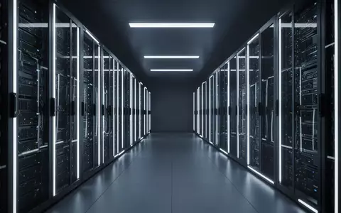 Moderne Serverinfrastruktur in einem klimatisierten Rechenzentrum mit blauer Beleuchtung. - Foto: über boerse-global.de