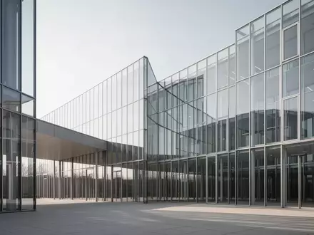 Moderne Architektur eines Bürogebäudes in München bei Tageslicht mit klaren geometrischen Strukturen. - Foto: über boerse-global.de