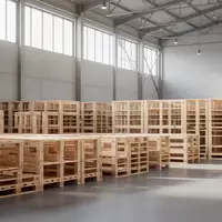 Leeres Lagerhaus mit ordentlich gestapelten Holzpaletten in hellem, natürlichem Tageslicht. - Foto: über boerse-global.de