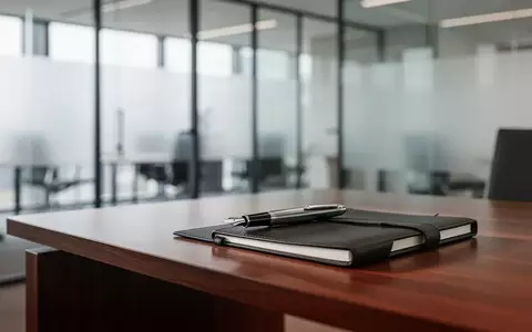 Ein minimalistischer, moderner Schreibtisch in einem Finanzbüro mit einem Füllfederhalter und einem Notizbuch. - Foto: über boerse-global.de