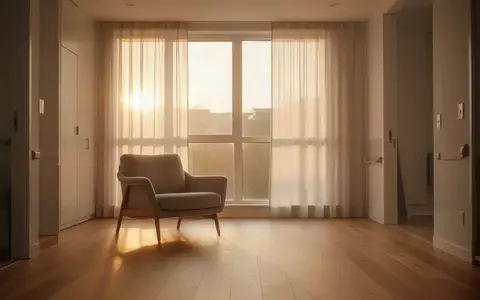 Ein helles, modern eingerichtetes Wohnzimmer mit einem leeren Sessel vor einem großen Fenster, das ein Gefühl von häuslicher Unabhängigkeit vermittelt. - Foto: über boerse-global.de