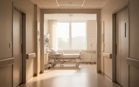 Ein heller, moderner Krankenhausflur mit Blick in ein ruhiges, sonnendurchflutetes Patientenzimmer. - Foto: über boerse-global.de