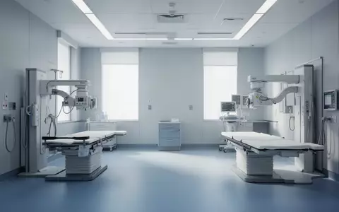 Ein minimalistischer, steriler Behandlungsraum in einer Klinik mit neutraler Farbgebung und natürlichem Licht. - Foto: über boerse-global.de