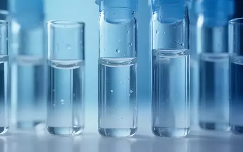 Nahaufnahme von medizinischen Glasbehältern mit Flüssigkeit in einem sterilen, blau beleuchteten Laborumfeld. - Foto: über boerse-global.de