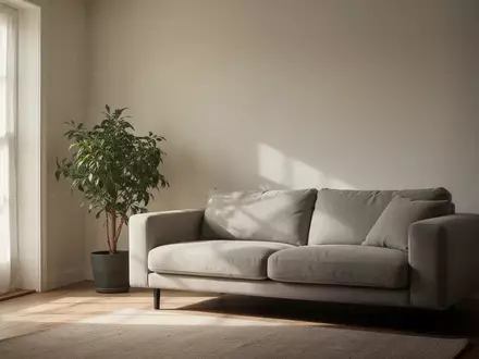 Symbolbild: helles, minimalistisch eingerichtetes Wohnzimmer - Foto: über boerse-global.de