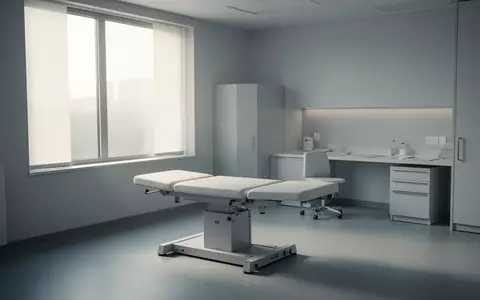 Ein leerer, modern gestalteter Untersuchungsraum in einer Klinik mit hellem, natürlichem Tageslicht. - Foto: über boerse-global.de