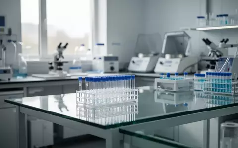 Ein sauberer, menschenleerer Labortisch mit medizinischen GerĂ€ten in einer hellen, professionellen Forschungsumgebung. - Foto: ĂŒber boerse-global.de