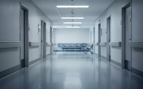 Ein leerer, moderner Krankenhausflur mit glänzendem Boden und dezenter Beleuchtung ohne Personen. - Foto: über boerse-global.de