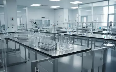 Ein klinisch-medizinisches Forschungslabor mit leeren Arbeitstischen und Glasgefäßen in einer sterilen, hellen Umgebung. - Foto: über boerse-global.de