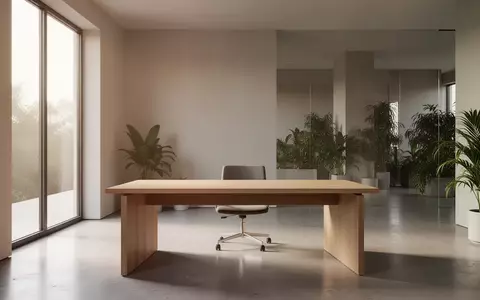 Ein minimalistisch eingerichteter, aufgeräumter Arbeitsplatz mit einem leeren Schreibtisch in einem hellen, modernen Raum. - Foto: über boerse-global.de