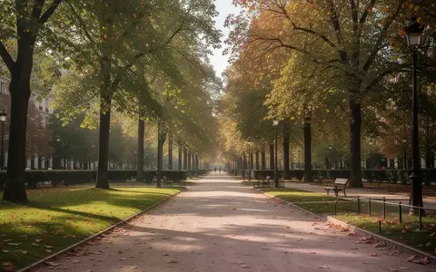 Ein sonniger, leerer Spazierweg in einem europäischen Park mit Bäumen und gepflegten Kieswegen. - Foto: über boerse-global.de