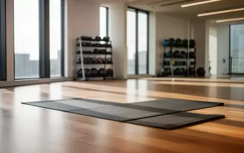 Ein minimalistisch eingerichtetes Fitnessstudio mit einer leeren Yogamatte auf einem Holzboden bei natürlichem Lichteinfall. - Foto: über boerse-global.de