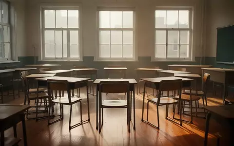 Ein heller, leerer Klassenraum mit im Kreis angeordneten Stühlen und Tischen, der eine ruhige Lernatmosphäre ausstrahlt. - Foto: über boerse-global.de