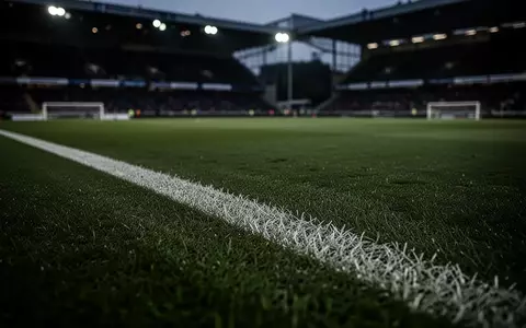 Ein leerer, professionell gepflegter Fußballplatz in der Abenddämmerung mit Fokus auf die Textur des Rasens. - Foto: über boerse-global.de