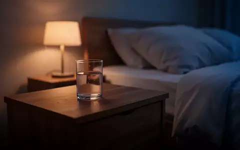 Ein schlichtes Schlafzimmer bei Dämmerlicht mit einem Glas Wasser auf einem Nachttisch, das eine ruhige Atmosphäre vermittelt. - Foto: über boerse-global.de