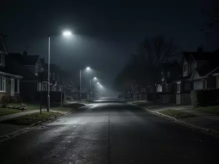 Eine nächtliche, ruhige Wohnstraße in der Dämmerung, die die Bedeutung von nächtlicher Stille und Erholung unterstreicht. - Foto: über boerse-global.de