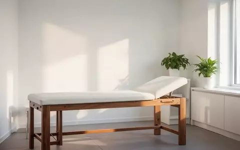Ein minimalistischer Behandlungsraum in einer Apotheke mit hellem Tageslicht und einer Untersuchungsliege. - Foto: über boerse-global.de
