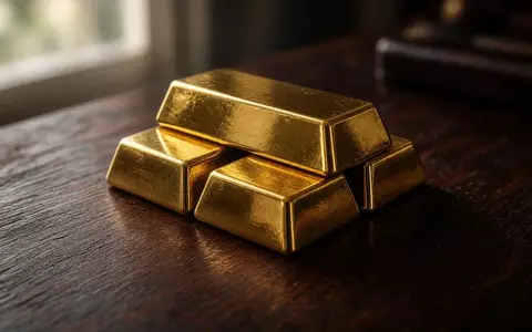 Gestapelte Goldbarren auf einem dunklen Holztisch in natĂĽrlichem Licht. - Foto: ĂĽber boerse-global.de