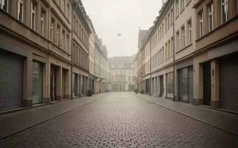 Eine menschenleere, ruhige Fußgängerzone in einer deutschen Stadt an einem Sonntagmorgen mit historischer Architektur. - Foto: über boerse-global.de