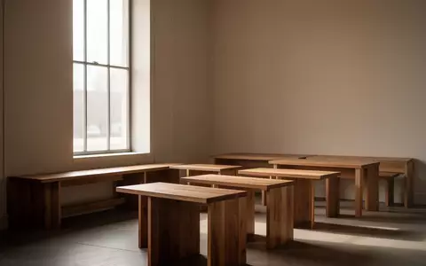 Ein heller, minimalistischer Gemeinschaftsraum mit Holzbänken und sanftem Lichteinfall in einer sozialen Einrichtung. - Foto: über boerse-global.de