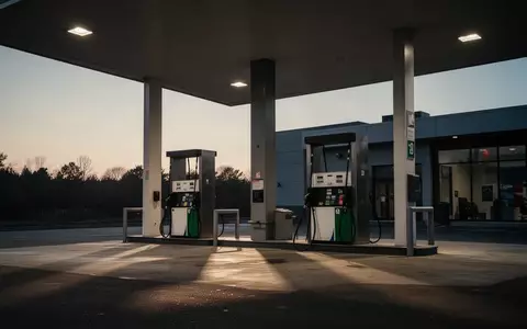Eine moderne, menschenleere Tankstelle in der Dämmerung mit Fokus auf die Zapfsäulen und die Architektur. - Foto: über boerse-global.de