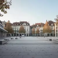 Ein leerer, moderner öffentlicher Platz in einer Schweizer Stadt mit klarer Architektur und gepflasterten Flächen. - Foto: über boerse-global.de