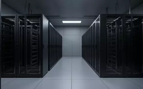 Ein minimalistischer, moderner Serverraum mit leeren Server-Racks in einer kühlen, professionellen Umgebung. - Foto: über boerse-global.de