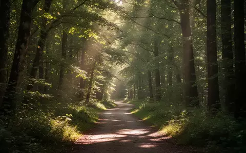 Ein sonnendurchfluteter Waldweg inmitten eines dichten Grüns als Symbol für Bewegung und psychische Erholung. - Foto: über boerse-global.de