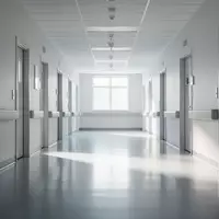 Ein leerer, heller Krankenhausflur mit glänzenden Böden und weiß gestrichenen Wänden. - Foto: über boerse-global.de