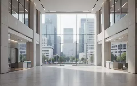 Modernes, minimalistisches Bankgebäude mit polierten Steinböden und großen Glasfronten bei natürlichem Tageslicht. - Foto: über boerse-global.de