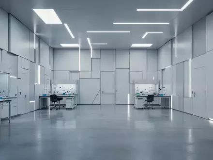 Ein minimalistischer, moderner Innenraum mit klaren geometrischen Linien und kühler Beleuchtung, der strukturelle Präzision symbolisiert. - Foto: über boerse-global.de