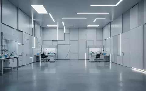 Ein minimalistischer, moderner Innenraum mit klaren geometrischen Linien und kühler Beleuchtung, der strukturelle Präzision symbolisiert. - Foto: über boerse-global.de