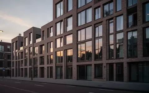 Fassade eines modernen Amsterdamer Wohngebäudes in der Abenddämmerung. - Foto: über boerse-global.de