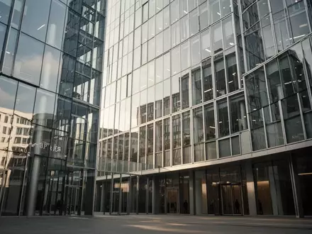 Moderne Glasfassade eines Bürogebäudes im Finanzviertel bei Tageslicht - Foto: über boerse-global.de