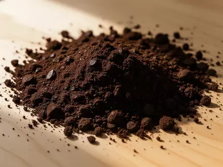 Nahaufnahme von feuchtem Kaffeesatz auf einer hölzernen Oberfläche zur Veranschaulichung der Kreislaufwirtschaft. - Foto: über boerse-global.de